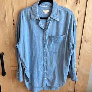 Maeve Blue Casual Button Down Shirt